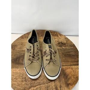 sperry top sider women Shoes Size 11M Cream Canvas Raw Hide Laces Gold Eyelets